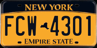 NY license plate FCW4301