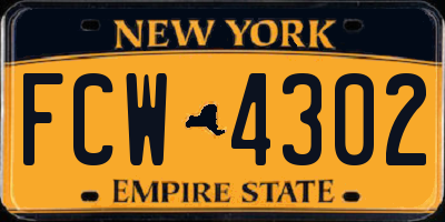 NY license plate FCW4302