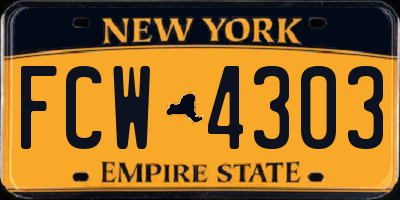 NY license plate FCW4303