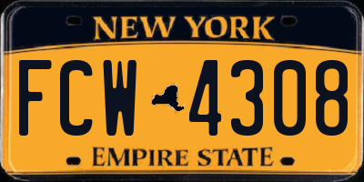 NY license plate FCW4308
