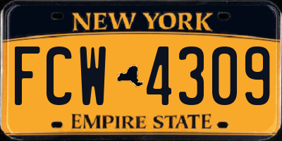 NY license plate FCW4309