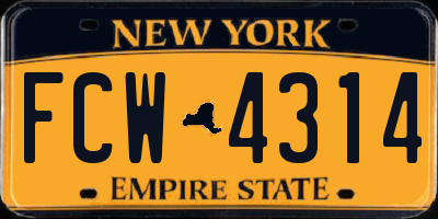 NY license plate FCW4314