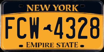 NY license plate FCW4328
