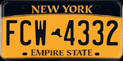 NY license plate FCW4332
