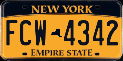 NY license plate FCW4342