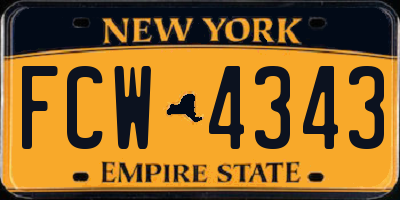 NY license plate FCW4343