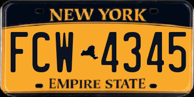 NY license plate FCW4345