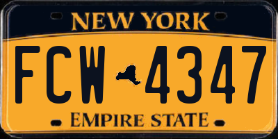 NY license plate FCW4347