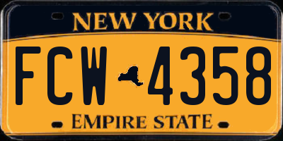 NY license plate FCW4358