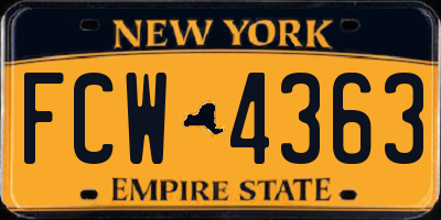 NY license plate FCW4363