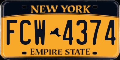 NY license plate FCW4374