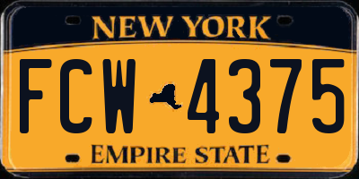 NY license plate FCW4375
