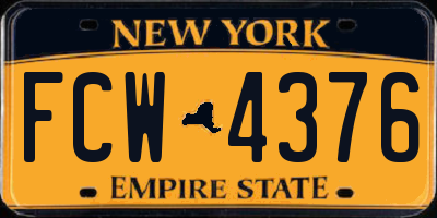 NY license plate FCW4376