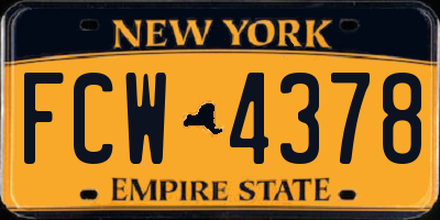 NY license plate FCW4378