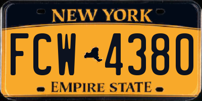 NY license plate FCW4380