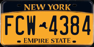 NY license plate FCW4384