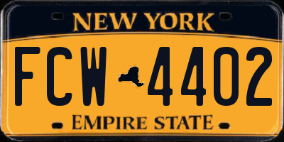 NY license plate FCW4402