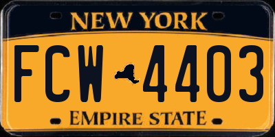 NY license plate FCW4403
