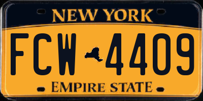 NY license plate FCW4409