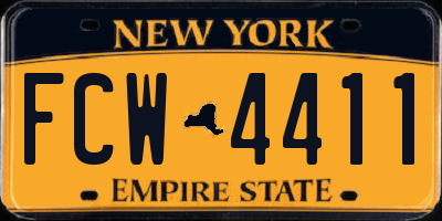 NY license plate FCW4411