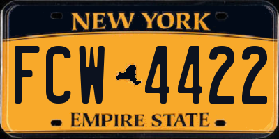 NY license plate FCW4422