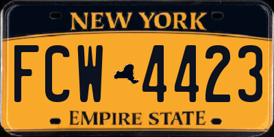 NY license plate FCW4423