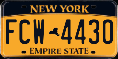 NY license plate FCW4430