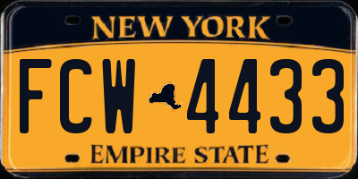 NY license plate FCW4433