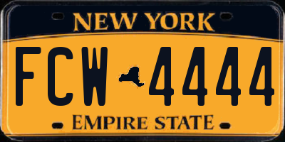NY license plate FCW4444
