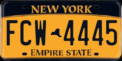 NY license plate FCW4445