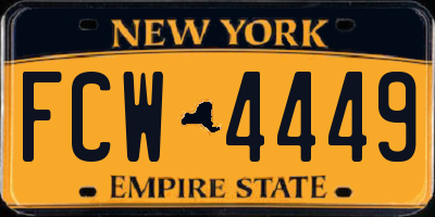 NY license plate FCW4449