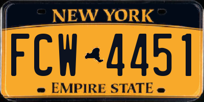 NY license plate FCW4451