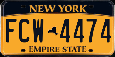 NY license plate FCW4474