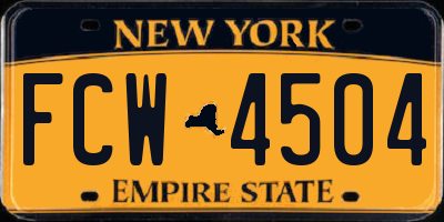 NY license plate FCW4504