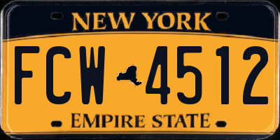 NY license plate FCW4512