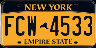 NY license plate FCW4533