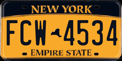 NY license plate FCW4534