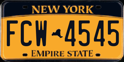 NY license plate FCW4545
