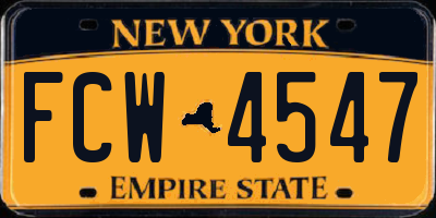 NY license plate FCW4547