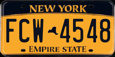 NY license plate FCW4548