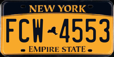 NY license plate FCW4553