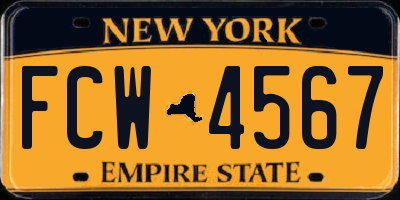 NY license plate FCW4567