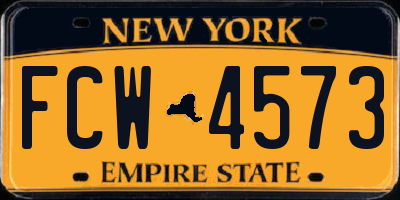 NY license plate FCW4573