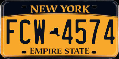 NY license plate FCW4574