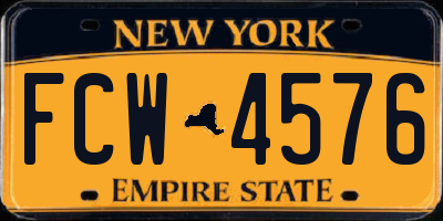 NY license plate FCW4576