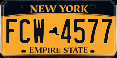 NY license plate FCW4577