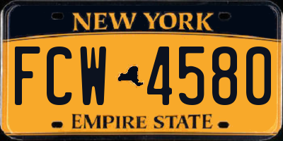 NY license plate FCW4580