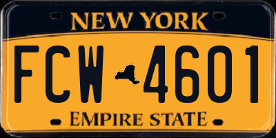 NY license plate FCW4601