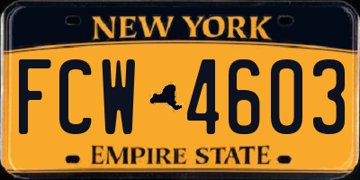 NY license plate FCW4603