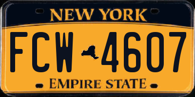 NY license plate FCW4607
